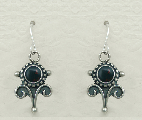 Sterling Silver Petite Bloodstone Gemstone Drop Dangle Earrings